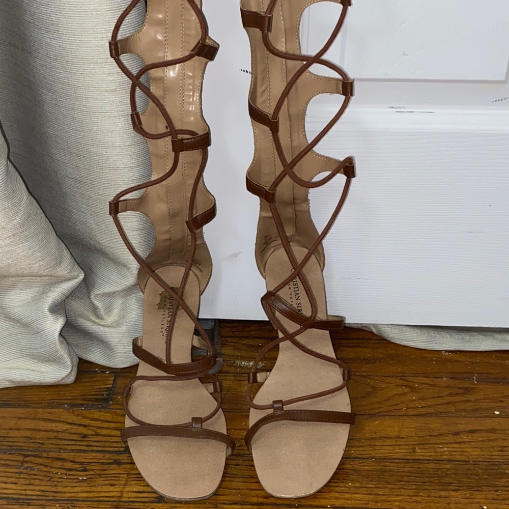Christian Siriano Brown Lace-Up Sandals
